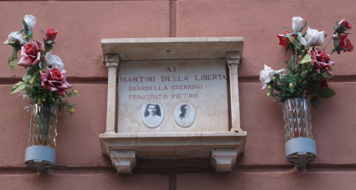 Targa in onore di Guerrino Sbardella e Pietro Principato, via Galeazzo Alessi [CC BY NC SA]